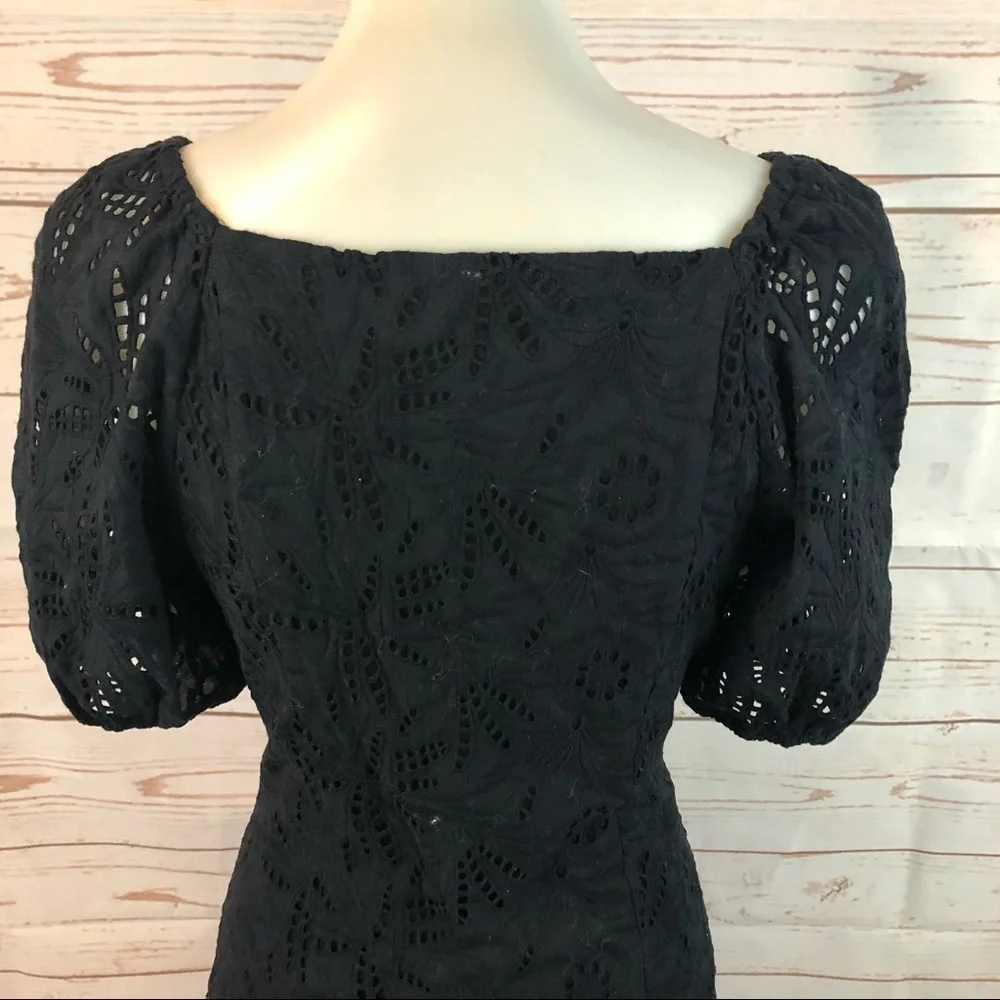 Free People Eyelet Lace Puff Sleeve Button Front Daniella Dress